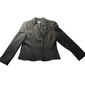 Amanda‎ Smith Black Pinstripe Blazer Women's 12 3-Button Career Jacket Lined